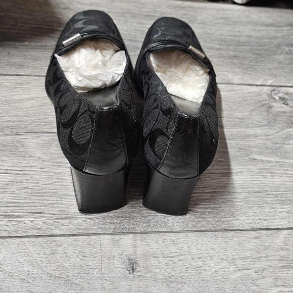 Coach Signature Logo Jamie Loafer Block Heel Womens Black Size 7.5 Vintage - Picture 3 of 12